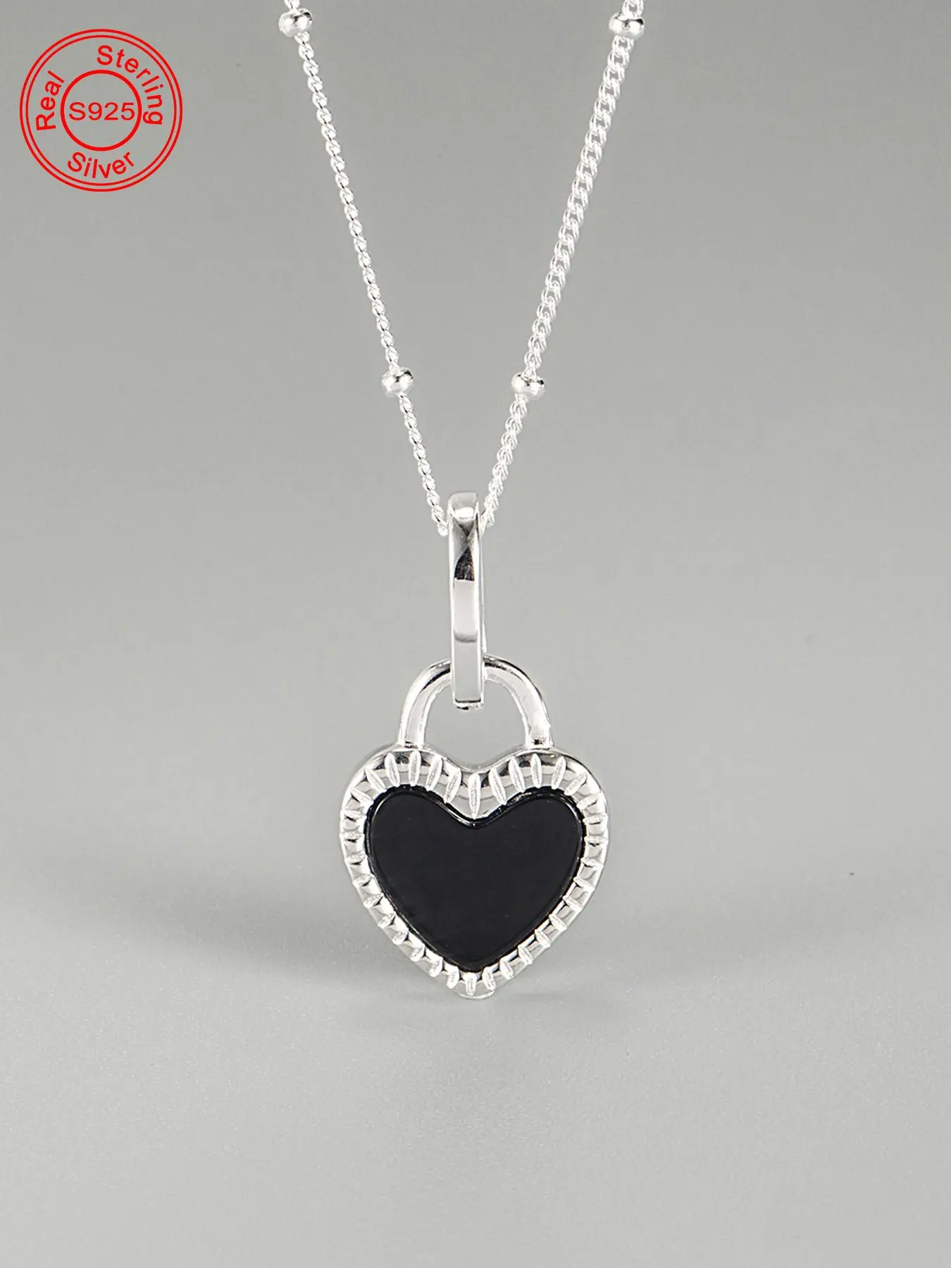 925 Sterling Silver Heart Shaped Pendant Necklace for Women, Charm Necklaces, Heart Design Necklace, High End Necklace, Fashion Jewelry for Party, Daily Decor, Trendy All-match & Exquisite Jewelry for Birthday Gift