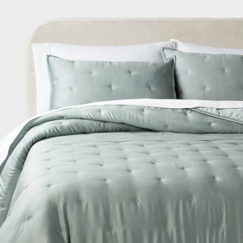 Threshold Lyocell Satin Comforter Set Cooling Breathable Solid