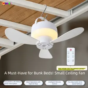 Portable Smart Remote Control Hook Fan, USB Rechargeable Dorm Bed Student Room Home Outdoor Camping Night Light Small Electric Fan
