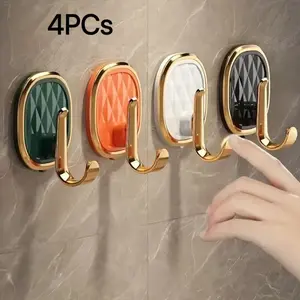 Adhesive Hooks, No Drilling, Wall Mount, Ideal for Kitchen and Bathroom, Perfect for Keys, Clothes, Towels, 4/8 Pack