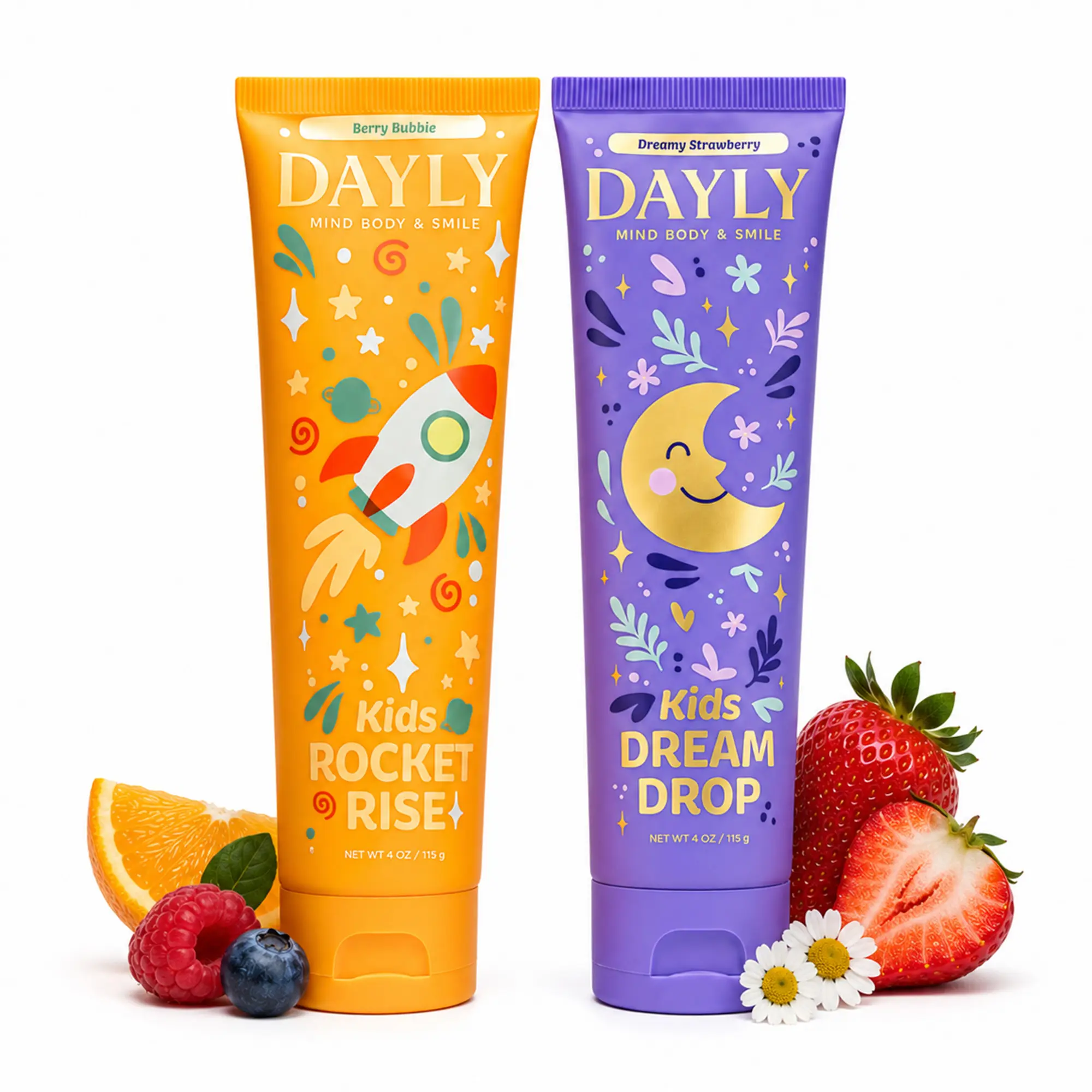 ROCKET RISE + DREAM DROP - Kids AM & PM Vitamin Infused Toothpaste Bundle, Oral Care Set
