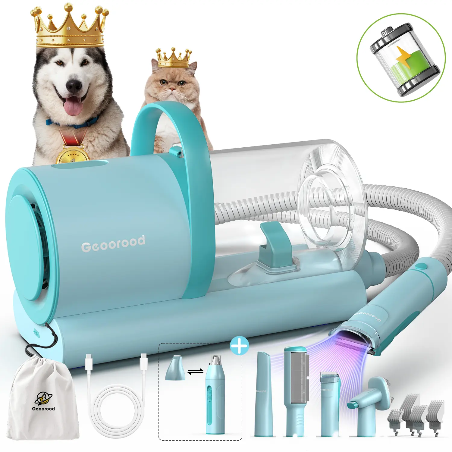 Turquoise(6-in-1)-Cordless with Nail Grinder & Paw