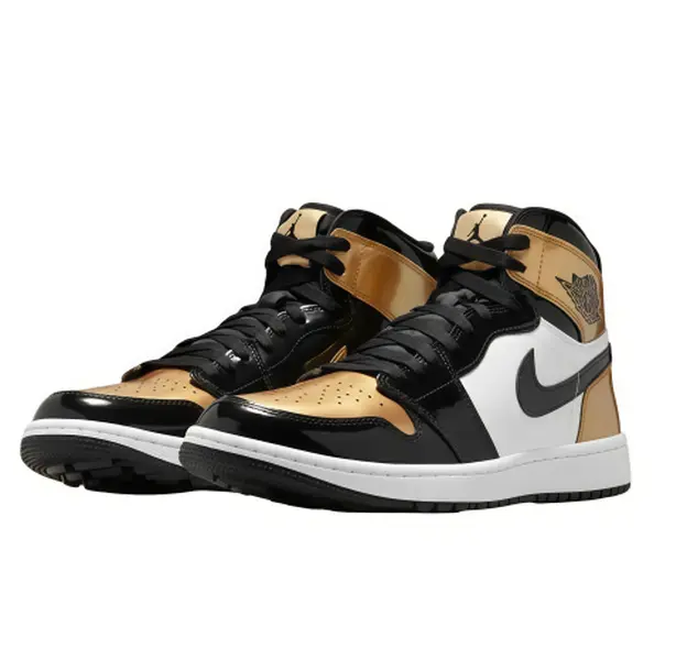 Air Jordan 1 High Metallic Gold Black Patent High Top Sneakers Patent Leather Basketball Shoes Street Casual Footwear For Men Women