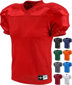 Exxact Sports Male Knit Football Practice Jersey - Pro-Style, Lightweight, Breathable Mesh Youth Boys' Football Jersey for Kids (Red)