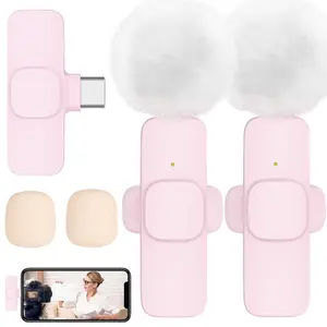 Wireless Lavalier Microphone, USB Rechargeable Wireless Microphone with Noise Reduction Function, Mini Microphone for Video Recording, Audio