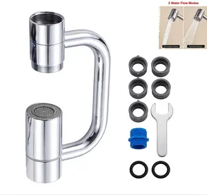 2-Mode 1080° Rotating Tap Extender, Reduce Water Waste U-Shaped Aerator, Multi-scene Faucet Adapter for Kitchen Sink, Bathroom Vanity, Wash Basin & Indoor Home Use