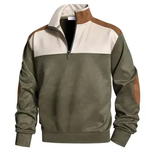 Men’s Color Block Quarter-Zip Pullover – Warm Hoodless Sweatshirt with Stand Collar, Soft & Comfortable Fit, Casual Long Sleeve Top for Daily Wear, Outdoor, Fall/Winter Styles