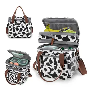 Double Deck Expandable Lunch Box Cooler Bag for Women Men - Large Lunch Bags