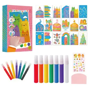 Unisex Kids Creative Scratch & Color Art Kit - DIY Craft Set with 20×Scratch Drawing Papers, 7×Acrylic Paint Bottles, 6×Watercolor Pens, Stickers, Squeegee Board - Ideal 6-8 Years Birthday Holiday Gift