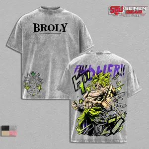 Broly The Legendary T-Shirt Anime Vintage Washed Graphic Tee DBZ Streetwear Heavy Cotton Shirt for Anime Fans Men Women Gym Pump Cover