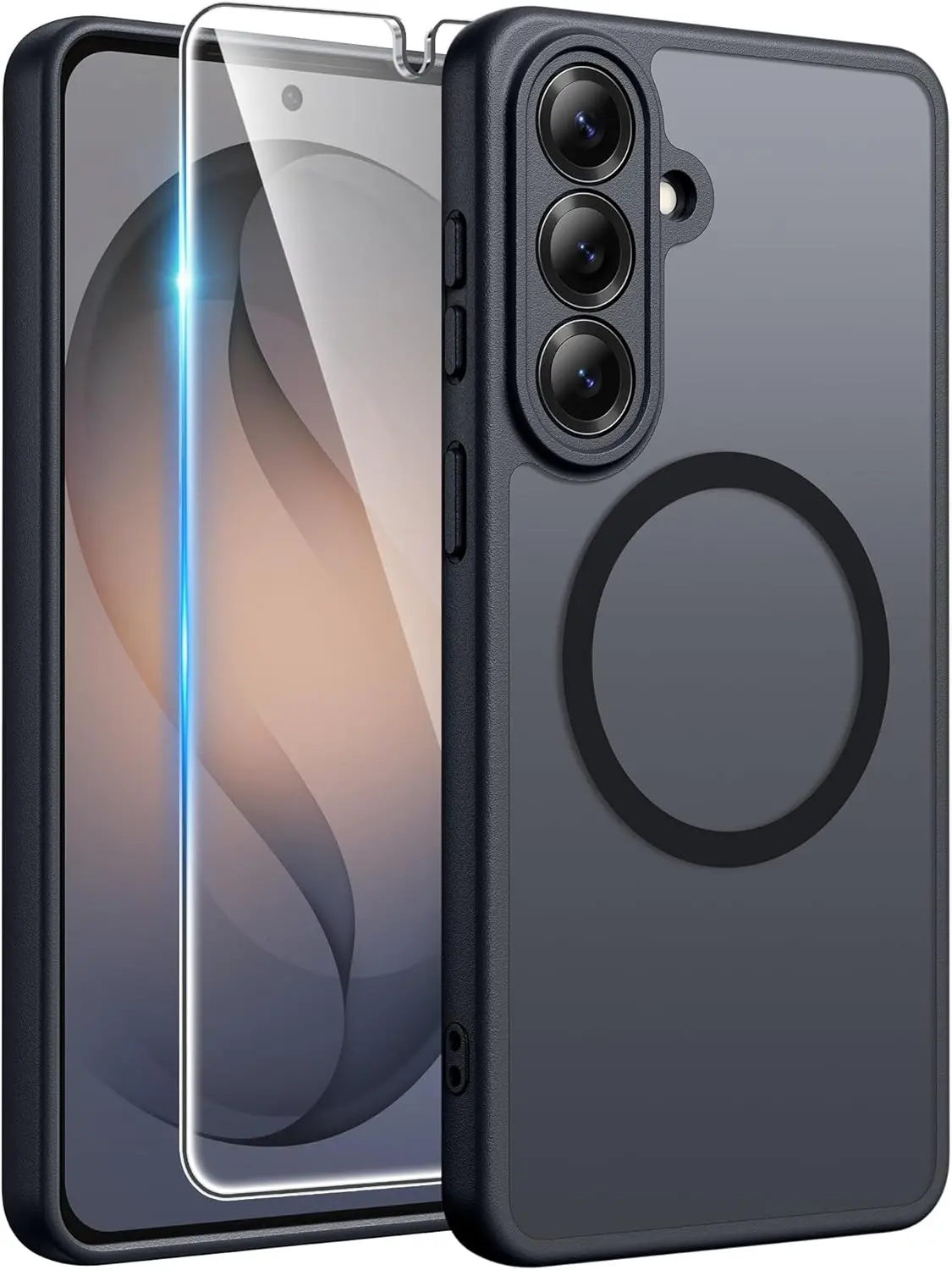 Samsung Galaxy S26 Smartphone Casing - MagSafe Compatible, Translucent Matte Polycarbonate + TPU Military-Grade Shockproof Protective Cover, Full Camera Protection, Slim Durable Anti-Drop Accessory, Screen Protector, Wireless Charging Support (Black)