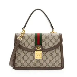 Pre-owned GUCCI Leather Shoulder Bags GG Supreme Ophidia Padlock Medium Top Handle