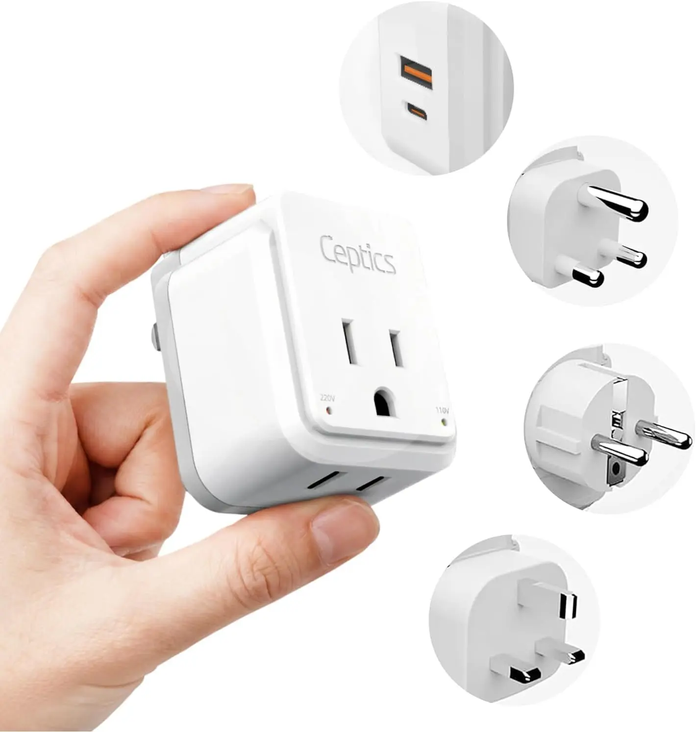 Africa Travel Adapter Set | Type E/F, G, M - USB & USB-C Ports + 2 US Outlets (PAK-AF)