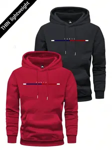 Autumn and Winter Men's Two-Piece Solid Color Hoodie Sports Jacket with Drawstring Hood Design and Kangaroo Pocket Suitable for Autumn and Winter Street Fashion, Jogging Workouts, Travel, Vacation, Outdoor Commuting Camping Wear, Men's Casual Hooded Sport