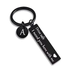 Trendy Drive Safe Keychain - Personalized 26-Letter Gift for Boyfriend, Perfect Christmas Present, Birthday Surprise & Stylish Men's Accessory