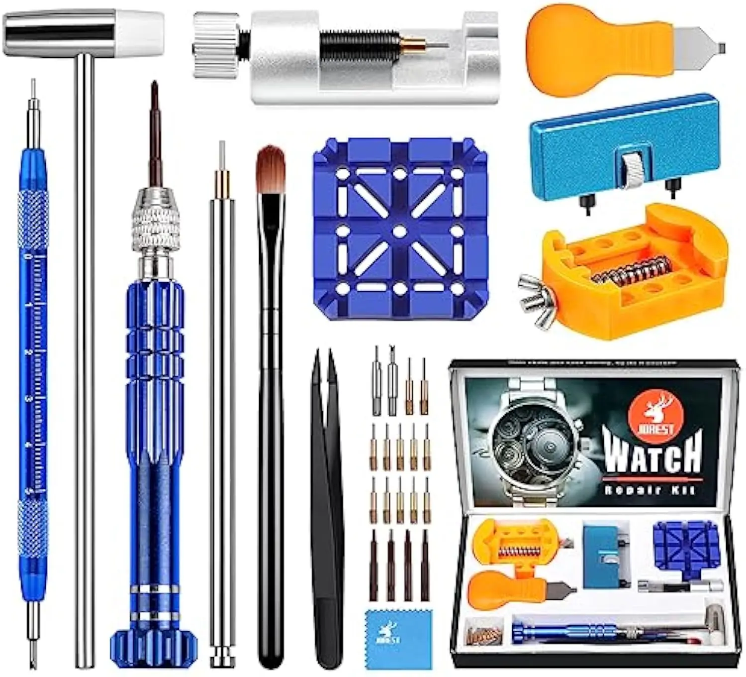 Summerfinds Jorest Metal Watch Repair Screwdriver Kit with Flat Handle, Groove Fitting, Hollow Storage, Multi-Bit Head - Back Wrench Remover, Spring Bar Tool, Opener for Battery Replacement, Link Adjustment