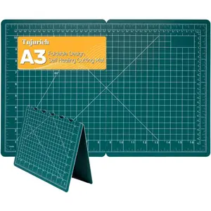 Foldable Self-Healing Cutting Mat 17” x 11” Double-Sided Rotary Cutting Mat for Sewing Quilting Scrapbooking Fabric Craft & Hobby Use Craft Cutting Board (A3) Green