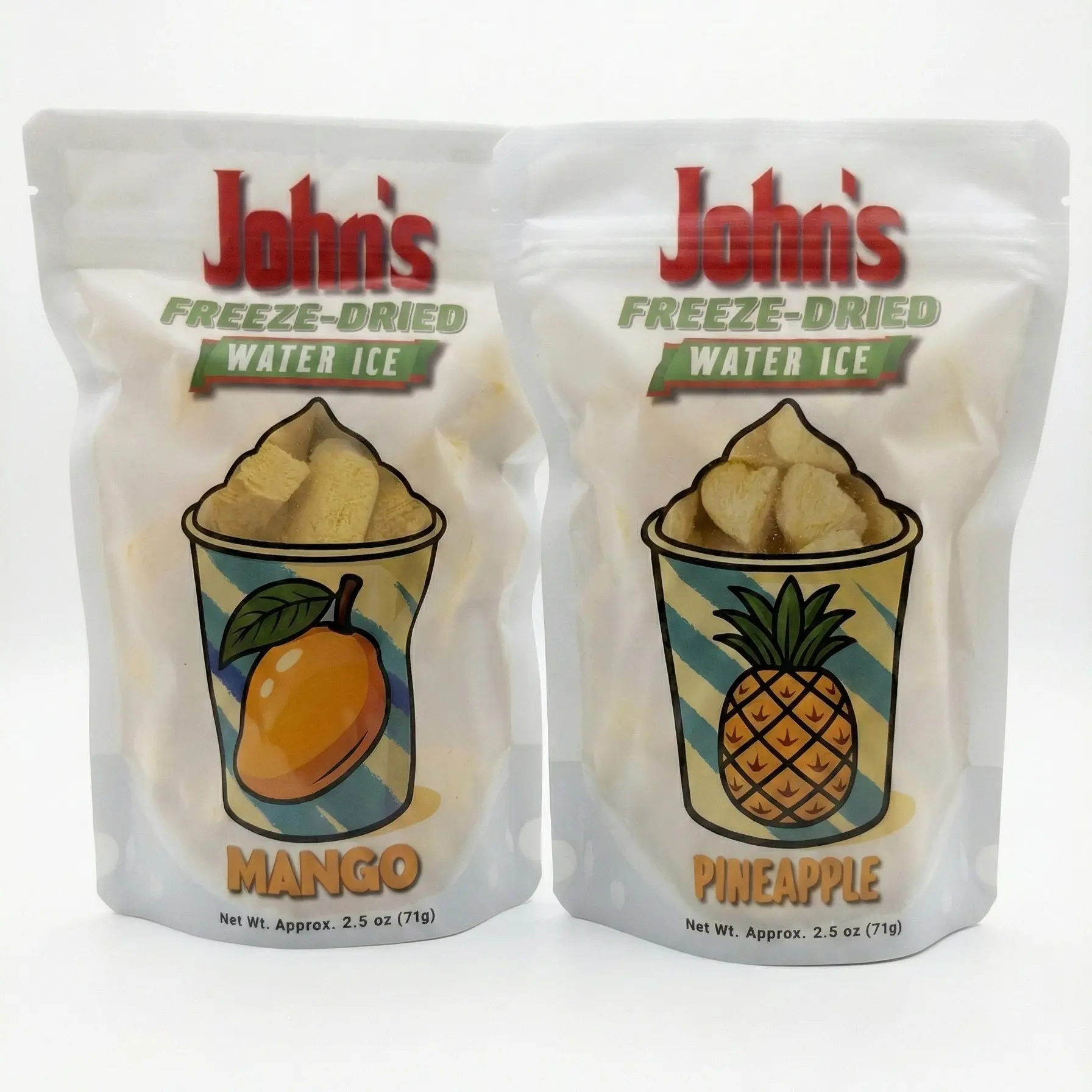 John’s Freeze-Dried Water Ice - "The Tropical Two Pack" (Mango & Pineapple) - 80-Year-Old South Philly Recipe - Light & Crunchy Fruit Snacks | TikTok Candy, ASMR Sweets, Sugar Crunch