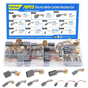 70PCS Electric Motor Carbon Brushes Set 11 Assorted Sizes Thicker Copper Wire Premium Graphite Replacement for Power Tools Drills Grinders Vacuum Motors Repair Kit