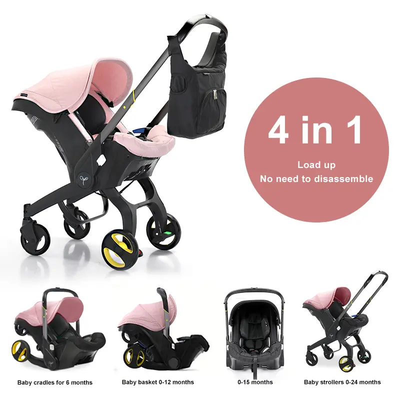 (No Base)Baby Stroller with Free Bag ,NewbornStroller,Foldable Stroller Legs,Equipped with ChestClip,One-Click Contraction Function,Alloy MetalMaterial,4-wheel Travel Toddler Stroller