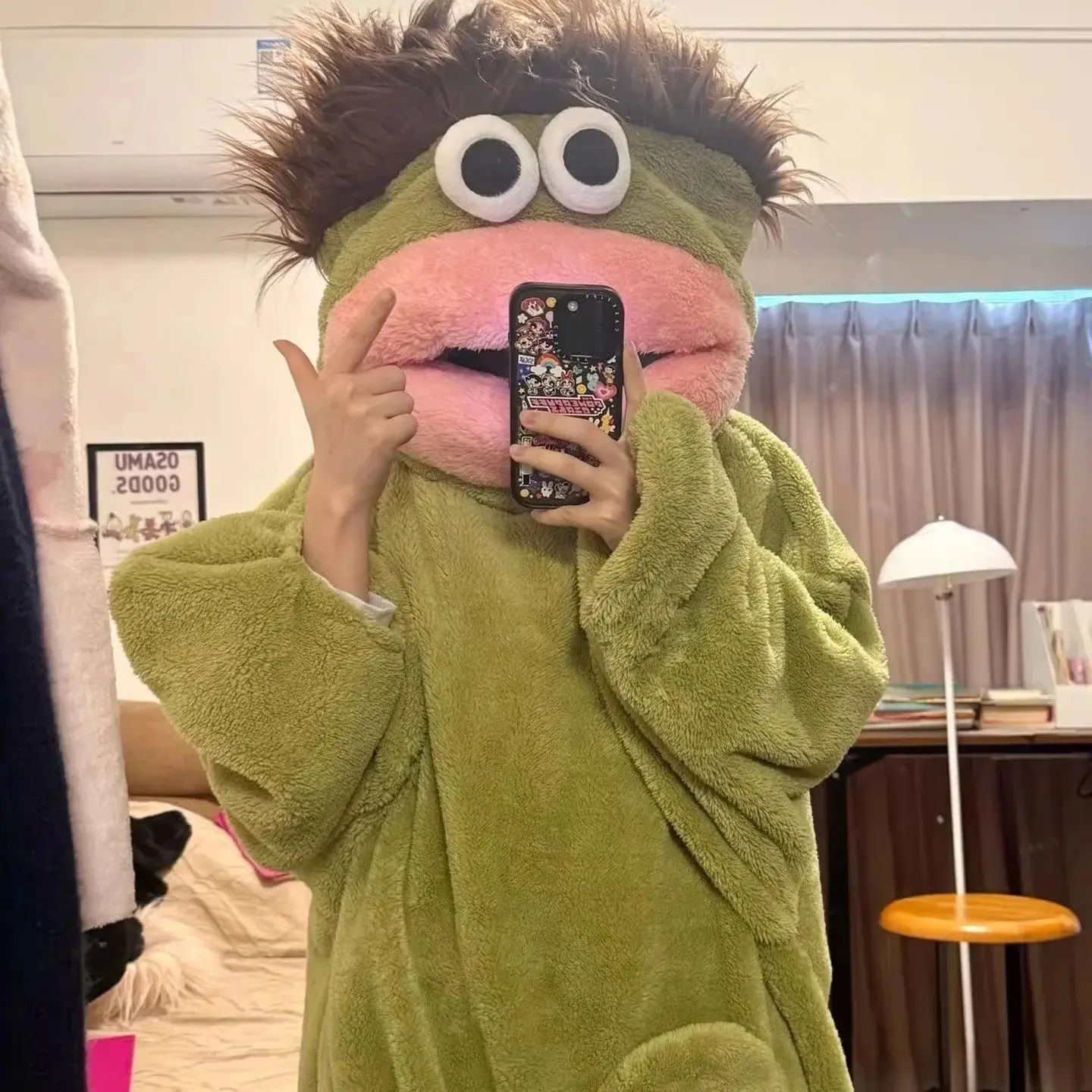 Cartoon Big Mouth Monster Cute Funny Onesie Pajamas Thickened Coral Fleece Homewear For Couples Men Women Autumn Winter Pajamas
