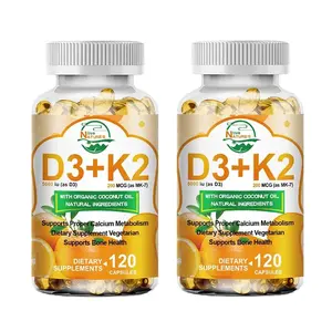 Vitamin D3 & K2, 240 Softgels 2 in 1 Complex (5000 lU D3+200mcg K2 MK7) |Healthy Bones, Teeth, Heart, lmmune System  D3 K2 Capsule