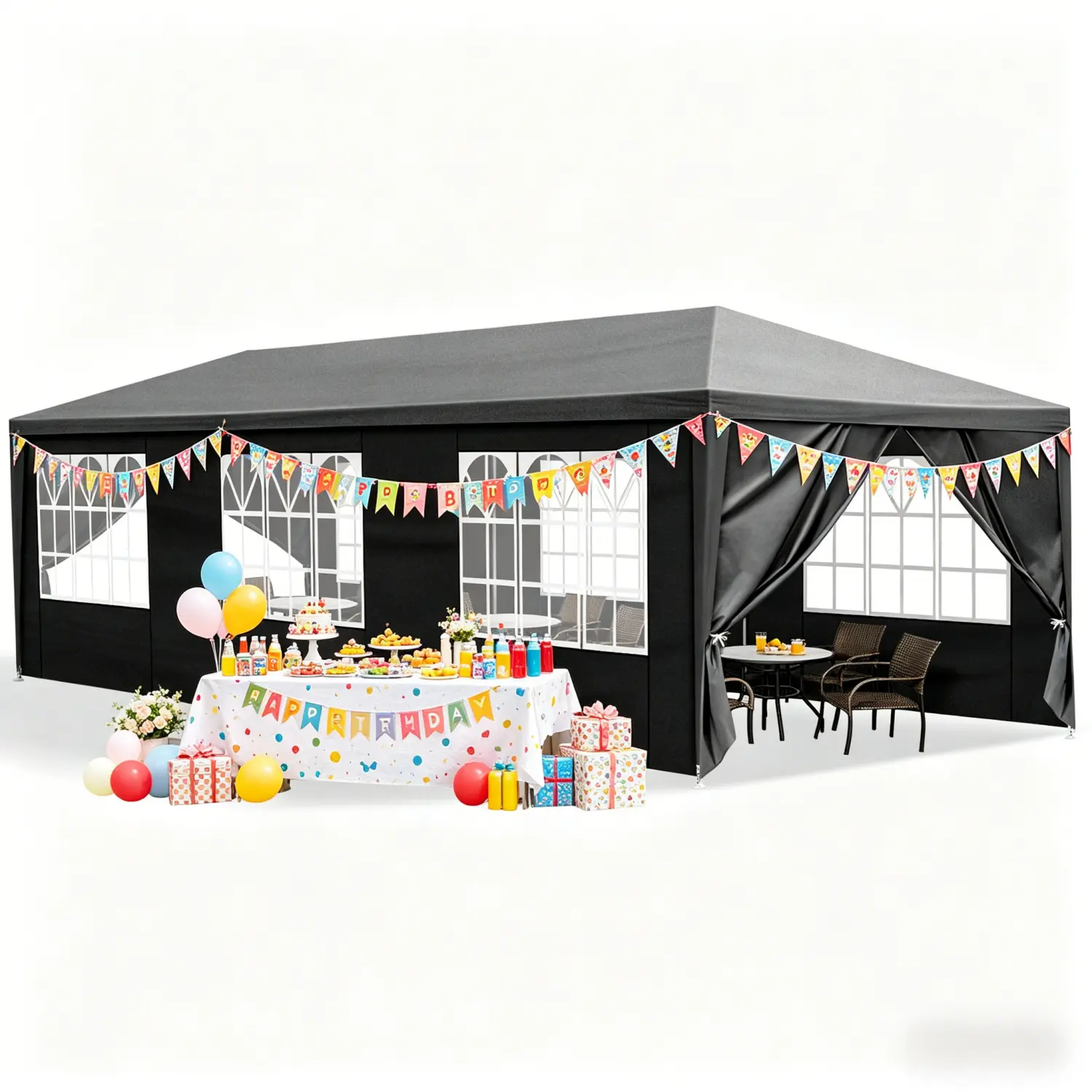 Party Tent w/Removable Sidewalls, 10'x20'/30' Outdoor Canopy, Event Tents for Parties, Outside Waterproof Wedding Canopy for Holiday,