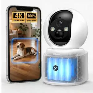 YESKAMO Portable No need to plug in Camera：30 Days Long Battery Life（6000mAh）,2.4K HD Clear Picture WiFi Security with Spotlight and Two-Way Audio,Eesy To Install,Cloud/SD Storage Protection security cameras for home