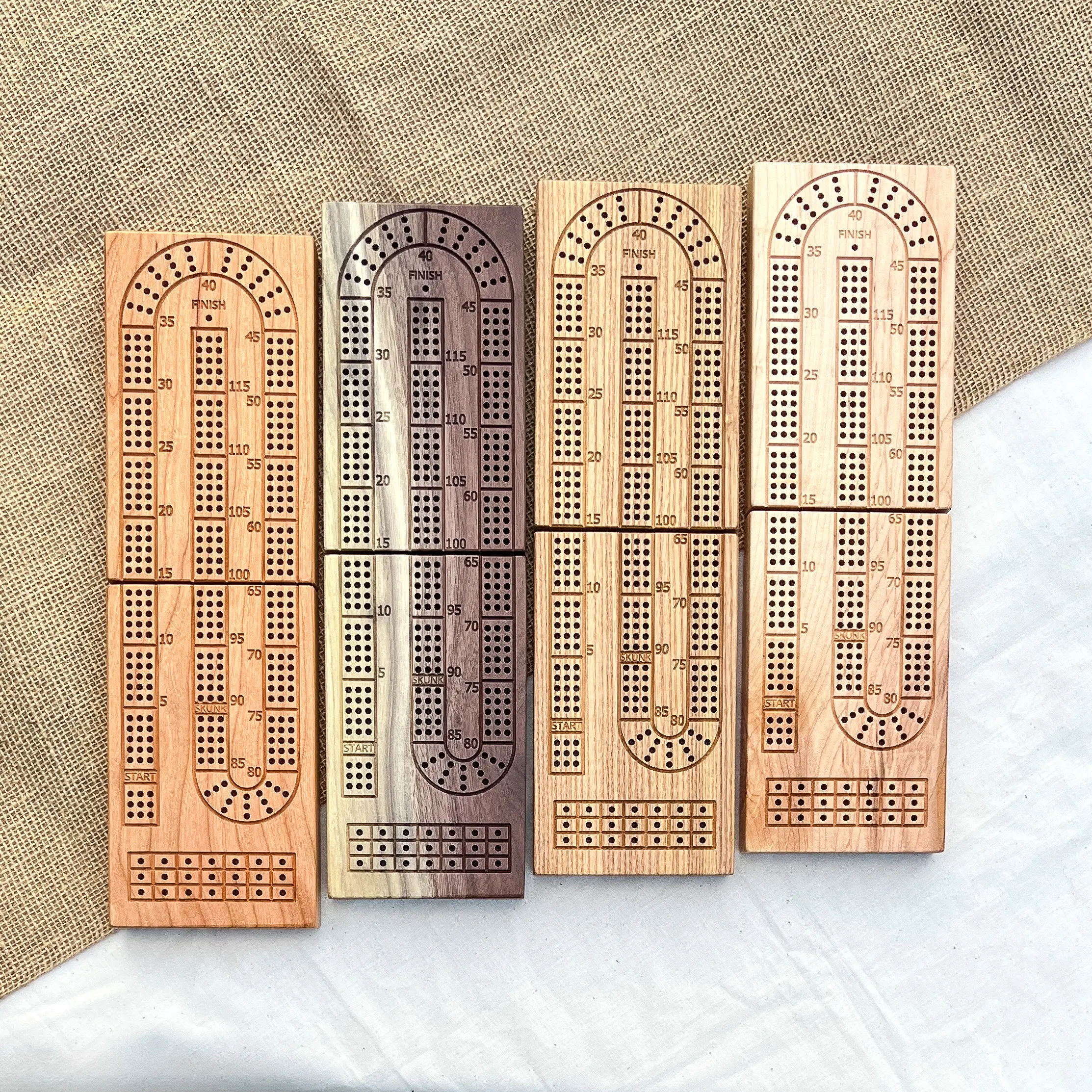 Handmade Folding Cribbage Board with Peg and Card Storage and Travel Bag