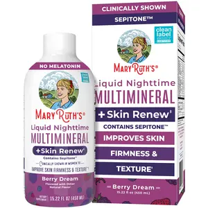 MaryRuth's Liquid Nighttime Multimineral + Skin Renew - Reduce Fine Wrinkles - Skin Firmness - Magnesium - NO Melatonin - Sugar Free - Vegan - 15.22 Fl Oz