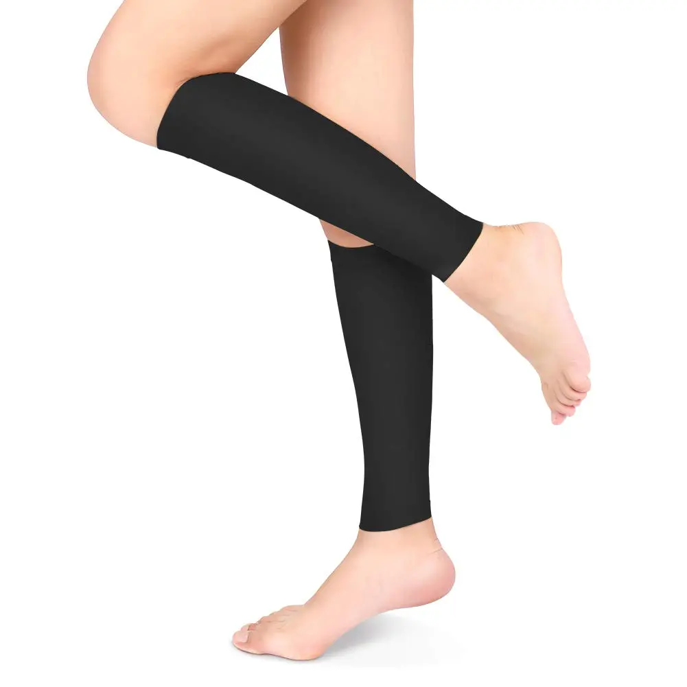 Compression Socks 20-30mmHg Calf Compression Sleeves Footless Compressed Socks for Varicose Veins Shin Splints Edema Recovery Maternity Cycling Running Travel Women & Men(XL-Black), Performance Sports Socks
