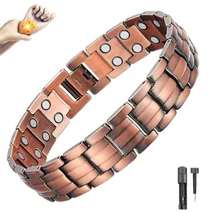 Mens Double Row Magnetic Therapy Bracelets for Arthritis Wristband Adjustable
