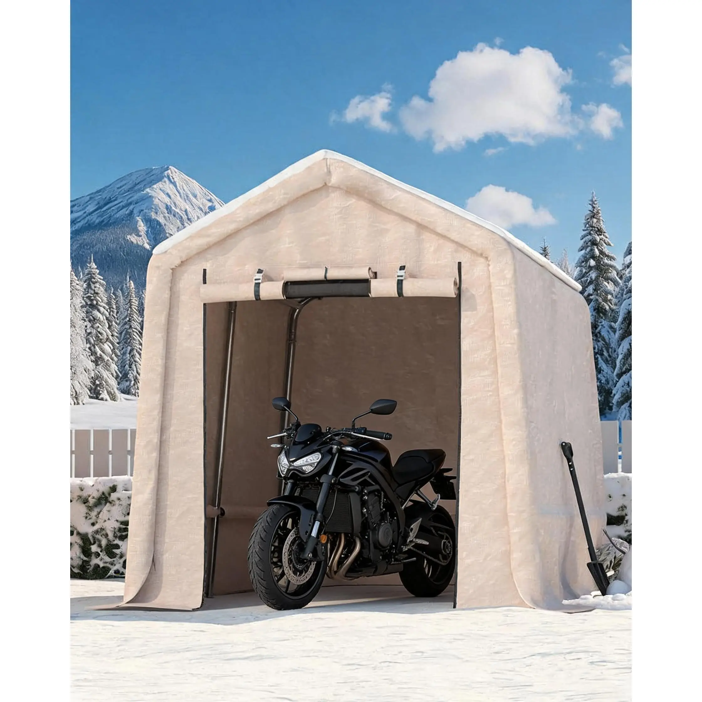 7x10FT Outdoor Portable Storage Shed with Roll-Up Door & Vent, 240G | Thick Tear Resistant Fabric, Waterproof PE Tarp, UV-Resistant, Stable Reinforced Metal Frame,Moisture Circulation Ventilation