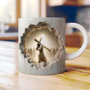 Judywin Talk Jesus and Cross Hole Wall Cracked Mug Wrap 11oz & 15oz Mug