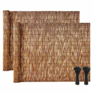 Summervibes VEVOR Natural Reed Fencing, 4 ftx 16.4 ft, 2 Pack Decorative Natural Reed Fencing Roll, Decorative Fence for Divider, Privacy Screen Panel Curtain for Balcony Patio Garden Backyard Outdoor, Brown
