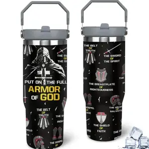 Armor of God 30oz Stainless Steel Tumbler with Straw - Perfect Christian Gift for Men & Women - Flasks, Drinkware