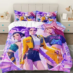 3PCS Duvet Cover Set, 1 Duvet+2 Pillowcases(Without filler),  Pop Star Glam Fashion Music theme, Christmas bedding set, vibrant colorful printed Bed Sets Suitable for decoration bedroom dorm room studio apartment teen space.