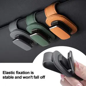 Car Leather Eyeglass Holder, Sun Visor Storage Box, Car Invoice Organizer, Sunglasses Interior Rack, 1 Piece Set, Car Organization Supplies