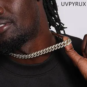 Black Friday Mens Cuban Link Chain Golden Plated Bling Miami Cuban Necklace Diamond Chain for Men Hip Hop Jewelry 16-24inch