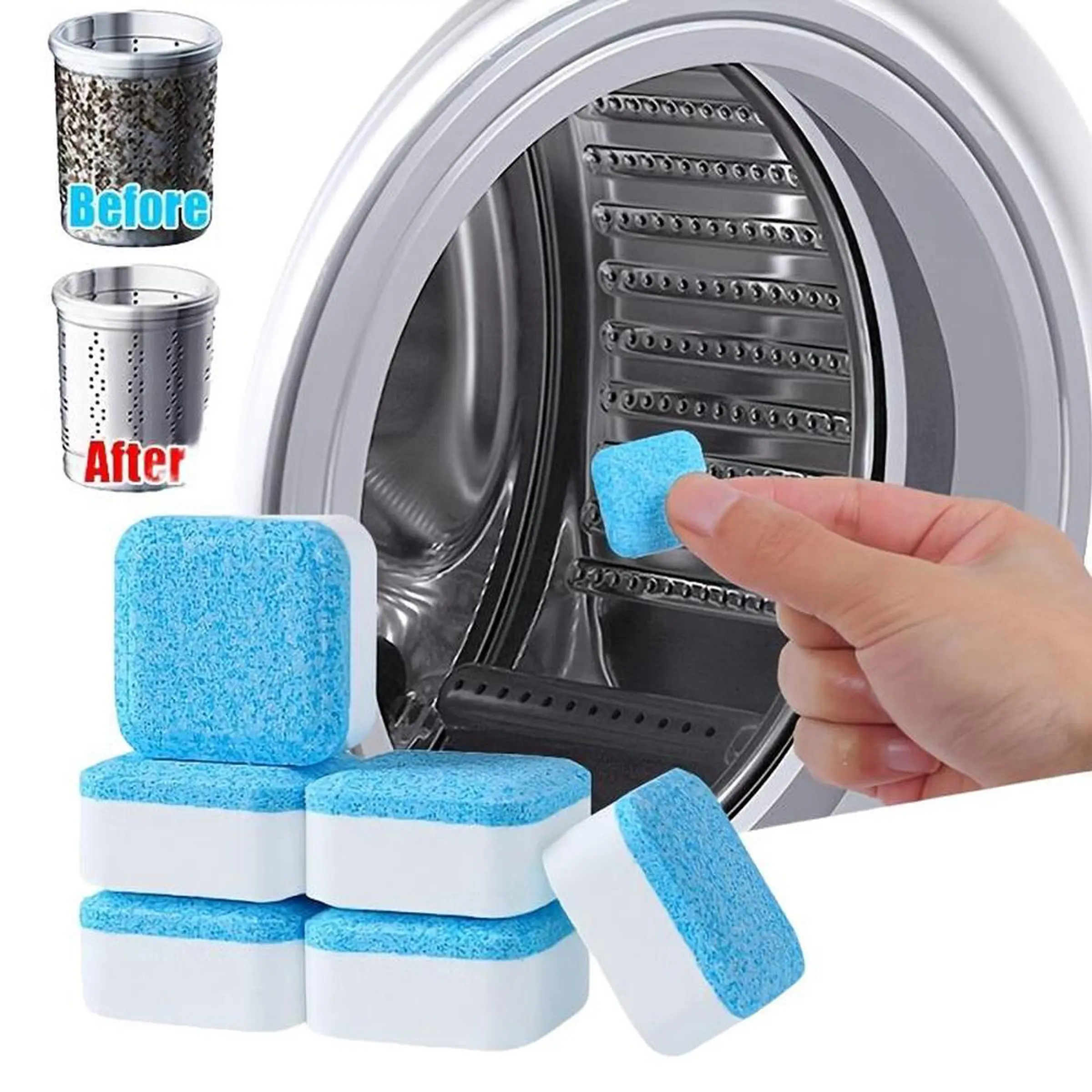 12/24-Pack Washing Machine Cleaner Tablets, 3-in-1 Descaling, Deodorizing and Deep-Cleaning Formula, Multi Functional Cleaner, Effortless Care for All Types of Washing Machines
