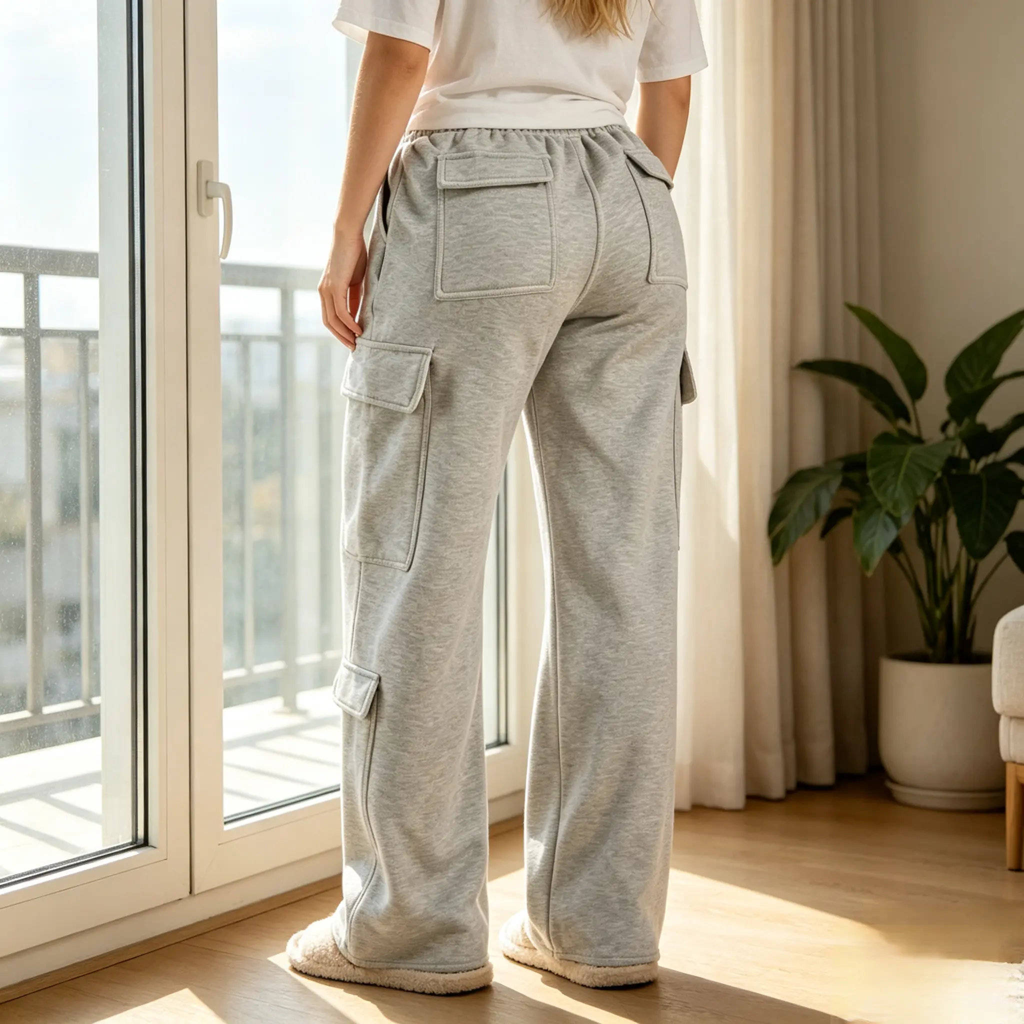 Lady's Outdoor Cargo Pants - Loose-Fit Utility Bottoms, Comfortable Casual Wear Outfits for Travel Hiking, Everyday