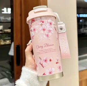 Flower Print Stainless Steel Insulated Travel Mug