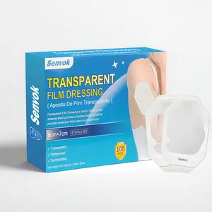 Senvok Sterile Transparent Film Dressing, 6cm x 7cm Waterproof Wound Cover Bandage - 100 Packs Superior Adhesive Patches for Post-Surgical Shower, Tattoo Aftercare & IV Shield