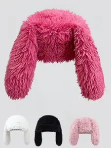 Funny Cute Long Bunny Ears Plush Hat, Halloween Costume Party, Couples Warm Earflap Cap, Fashion Street Accessory, Party Accessories, Party Hats, All Seasons