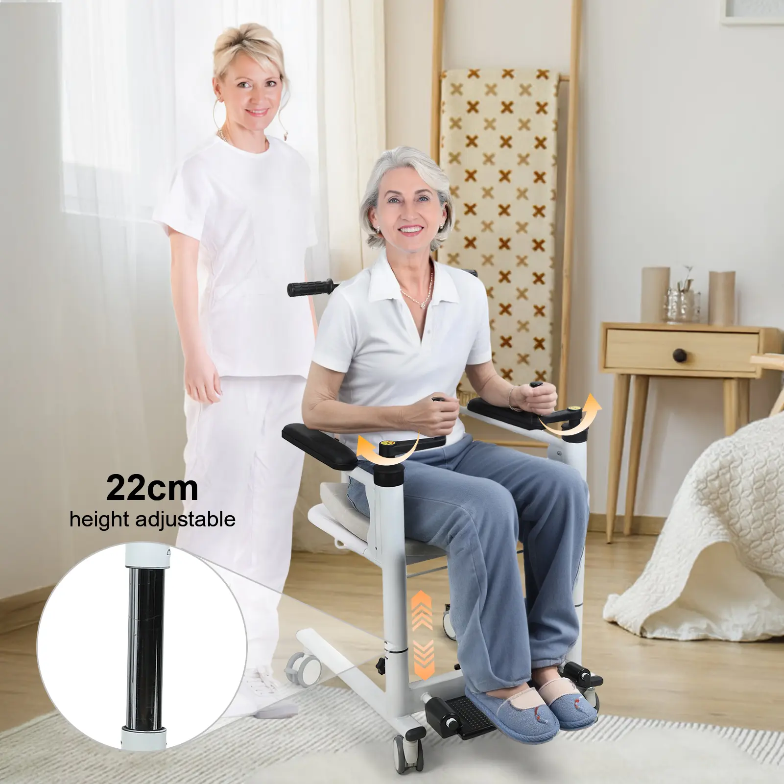 Patient Lift Transfer Chair, Portable Transfer Chair for Senior Adults, Bed to Toilet Transfer Lift, Portable Patient Lift Wheelchair for Home and Car