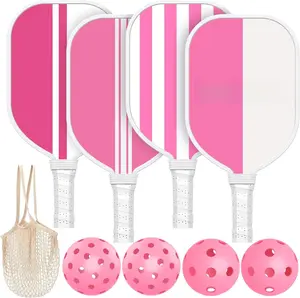 Pickleball Paddles Set of 4, USAPA Approved Pickleball Set of 4 with 4 Pickleball Balls & 1 Carry Bag  Wooden Cute Pickle Ball Paddles Rackets  Cushion Grip Gifts for Women Youth Men
