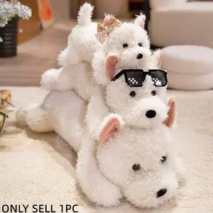 Pure West Highland Terrier Plush Toy, Huggable Stuffed Animal, Cute Bean Eye Pet Dog Doll, Adorable Pet Gift, Healing Present for Pet Lovers, Birthday & Festival Gift