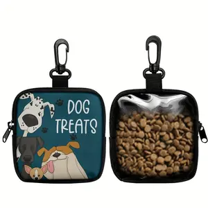 Dog Training Snack Bag with Zipper Seal - Portable Polyester Pet Snack Bag, Suitable for Outdoor Activities and Walking, Color Design, Single Side Printing, Clear on One Side, Dog Walking Essentials | Vivid Dog Accessories | Durable Zipper Seal