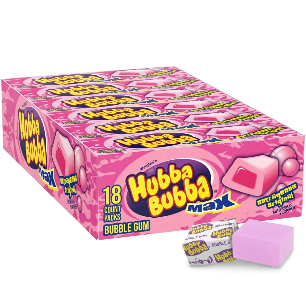 Hubba Bubba Max Chewing Gum, Original Bubble Gum, 5-pieces, 18-count Hubba Bubba Max Chewing Gum, Original Bubble Gum, 5-pieces, 18-count