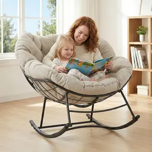 Egg Lounge Chair with 5.5" Thick Cushion – Heavy Duty 450lbs Outdoor Recliner, Waterproof & UV-Resistant Fabric, Ergonomic Rocking Lounge Chair for Patio, Bedroom, Garden